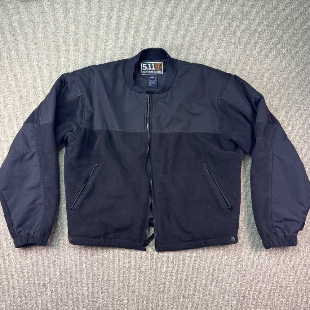 5.11 Tactical Series‎ Fleece Lined Bomber Jacket Black Nylon Shell Size L